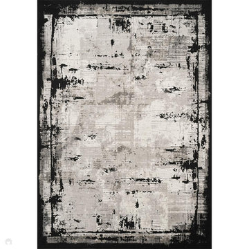 Mayfair Frame MAY05 Modern Abstract Distressed Metallic Shimmer Soft Velvety Touch Textured Polyester Low Profile Short Pile Ivory/Ash Grey/Charcoal Grey/Jet Black/Stone Beige Rug-Desire Rugs-Rug Love - The Most Loved Rug Store